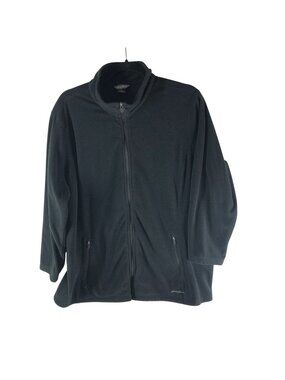 Eddie Bauer Womens Fleece Black Jacket 2XL Full Zip Lightweight Polyester Casual